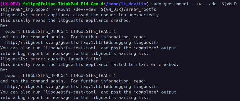 erro no comando guestmount