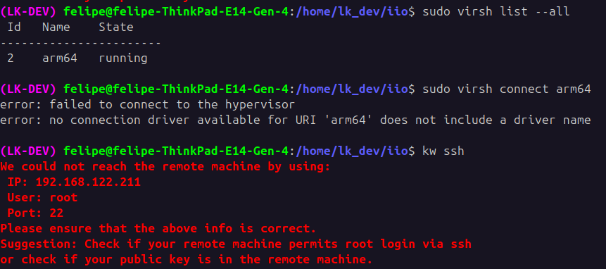 cant connect to new vm