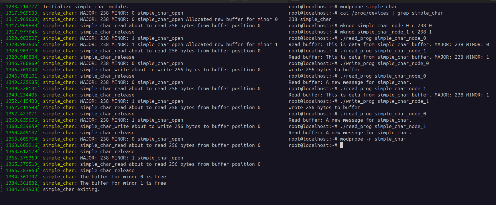 driver running using multiple minors